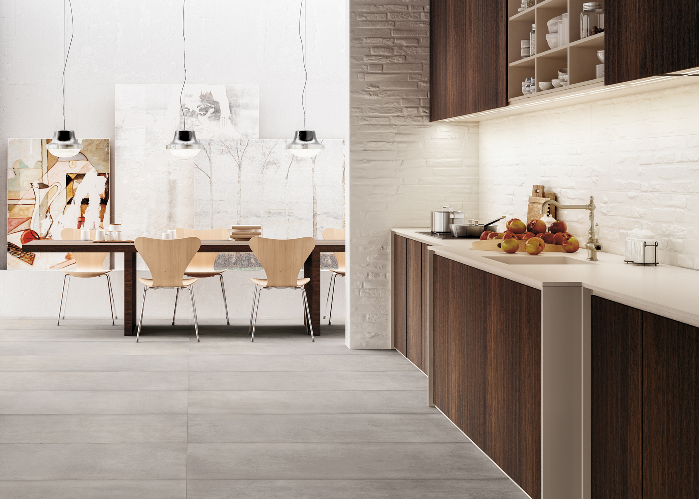 Black and white tile kitchen